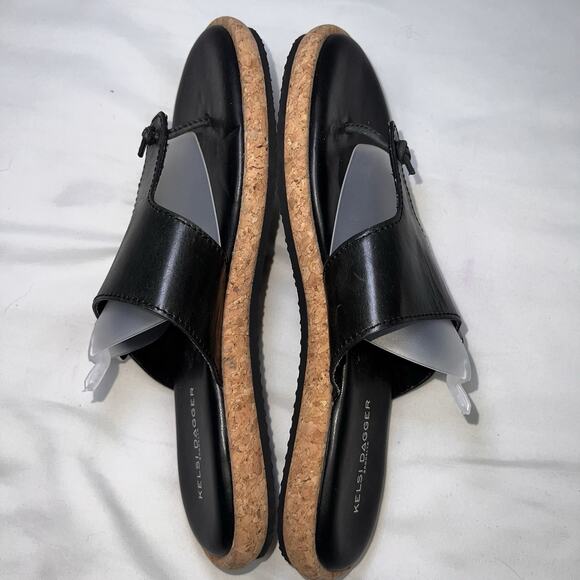 Kelsi Dagger Brooklyn Sandals Womens Size 9.5 Black Leather Buckle Thong Casual - Picture 8 of 14